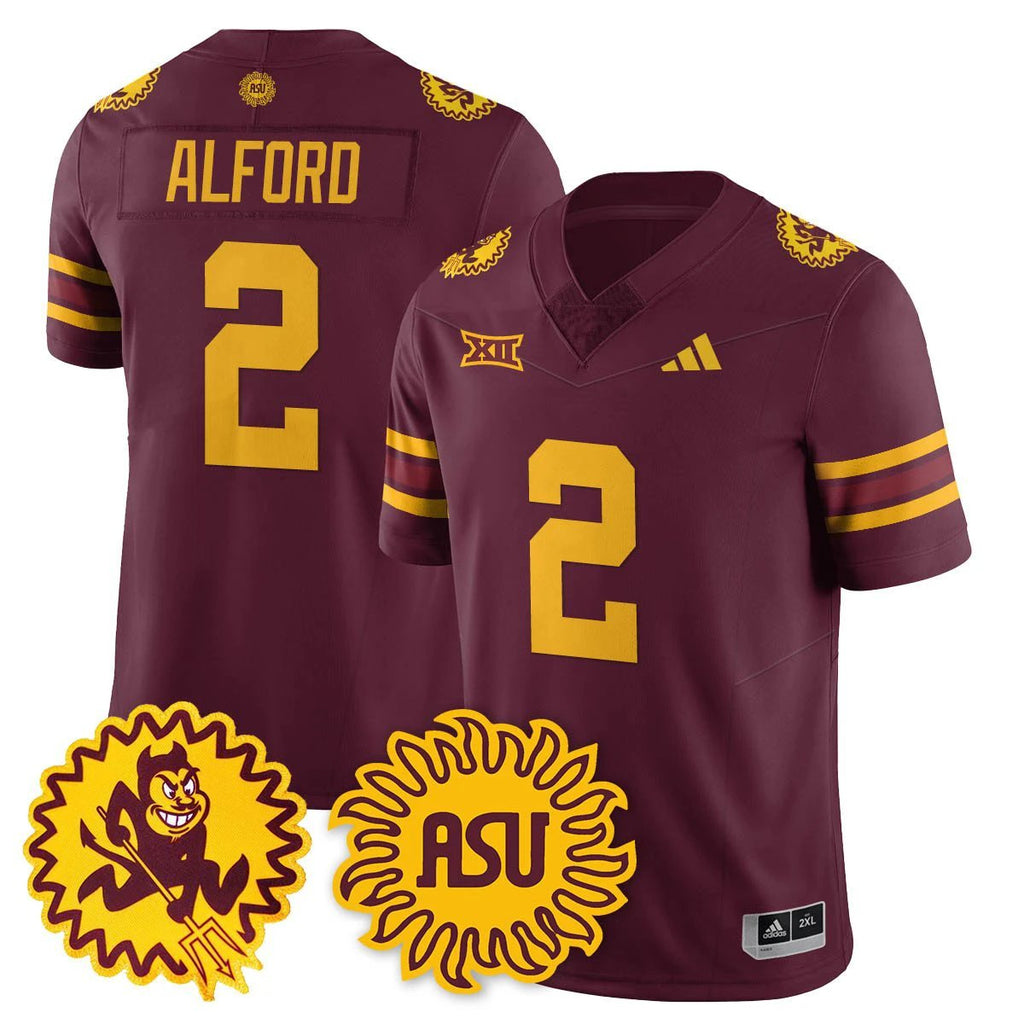 Xavion Alford Jersey #2 Arizona State Sun Devils 1975 Throwback Stitched Maroon by My Store NCAA Football Jerseys