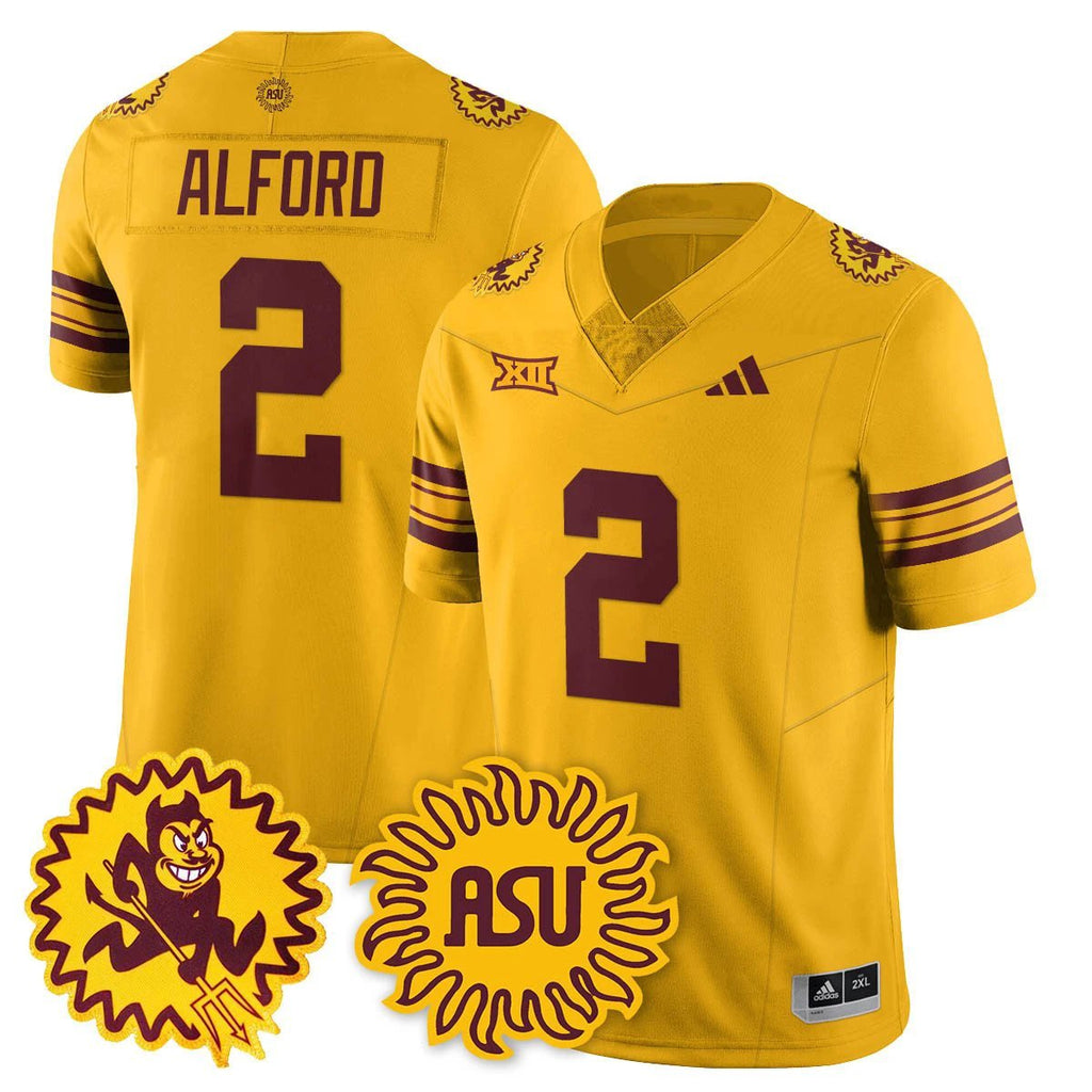 Xavion Alford Jersey #2 Arizona State Sun Devils 1975 Throwback Stitched Gold by My Store NCAA Football Jerseys