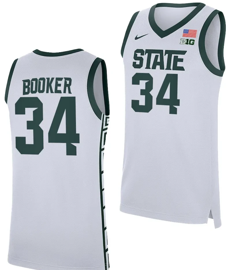 Xavier Booker Jersey #34 Michigan State Spartans Replica Basketball 2023-24 White by My store basketball