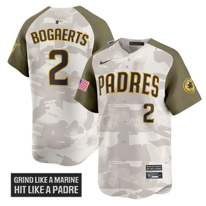 Xander Bogaerts Jersey #2 San Diego Padres 2025 Armed Forces Day Vapor Stitched Alternate by My Store