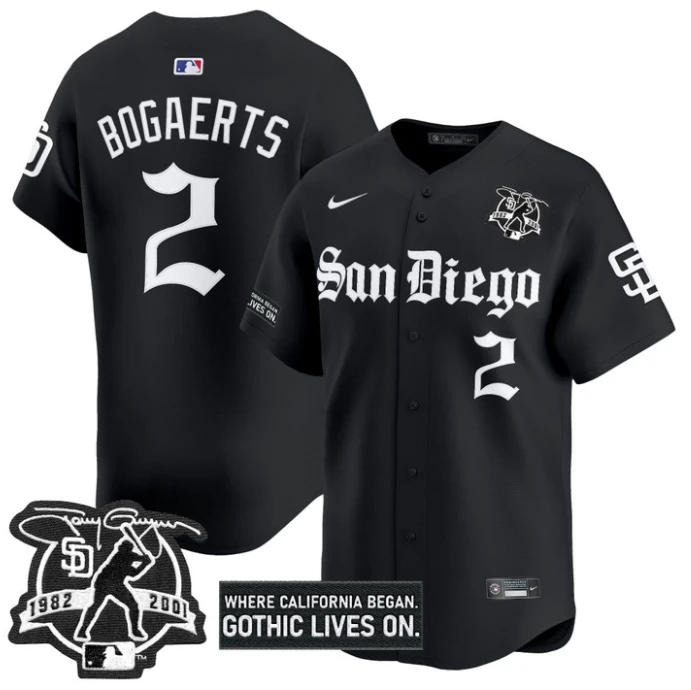 Xander Bogaerts Jersey #2 San Diego Padres Gothic Edition Vapor Limited Stitched Black by My Store