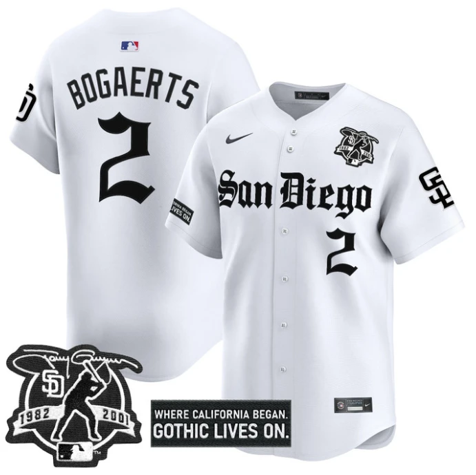 Xander Bogaerts Jersey #2 San Diego Padres Gothic Edition Vapor Limited Stitched White by My Store