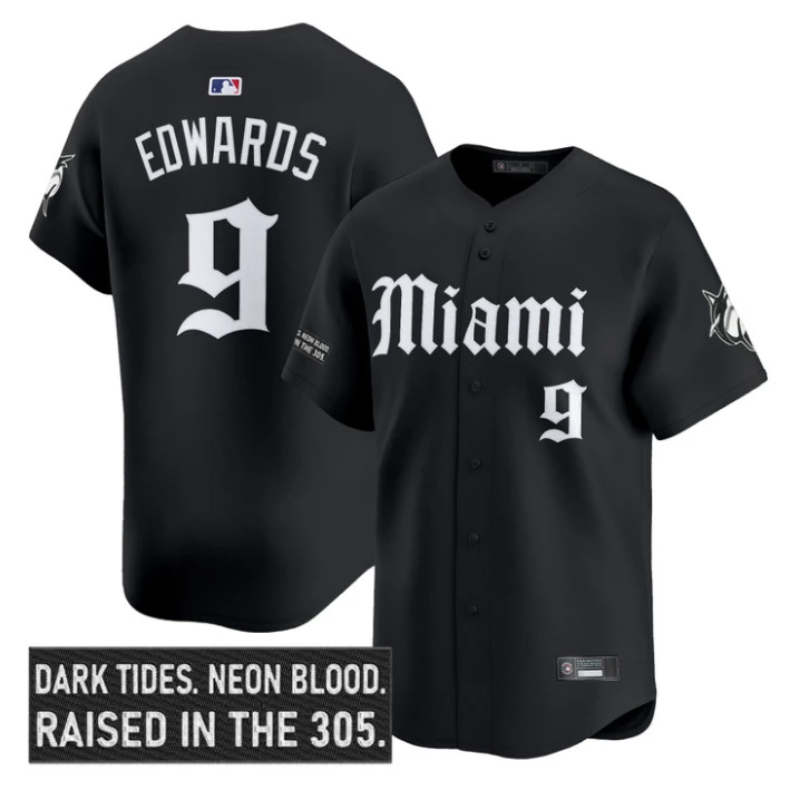 Xavier Edwards Jersey #9 Miami Marlins Gothic Vice Edition Stitched Black by My Store