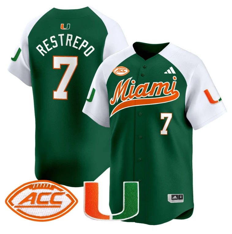 Xavier Restrepo Jersey #7 Miami Hurricanes 2024 Baseball Green Alternate by My Store