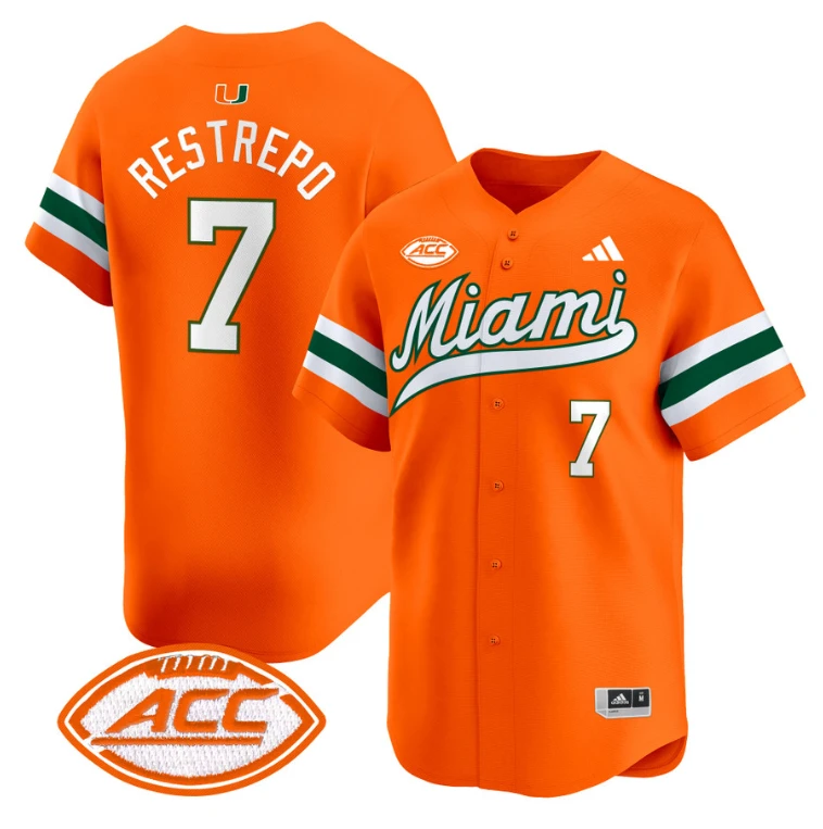 Xavier Restrepo Jersey #7 Miami Hurricanes 2024 Baseball Orange by My Store