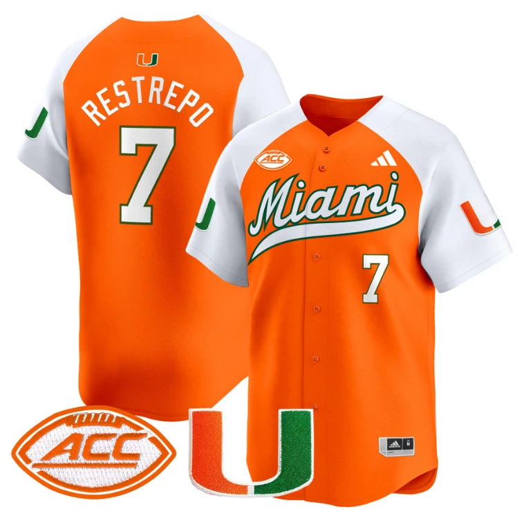 Xavier Restrepo Jersey #7 Miami Hurricanes 2024 Baseball Orange Alternate by My Store