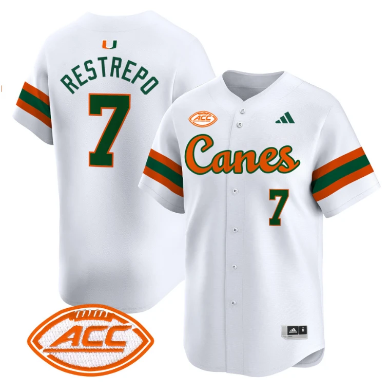Xavier Restrepo Jersey #7 Miami Hurricanes 2024 Baseball V2 White by My Store