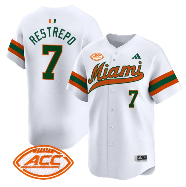 Xavier Restrepo Jersey #7 Miami Hurricanes 2024 Baseball White by My Store