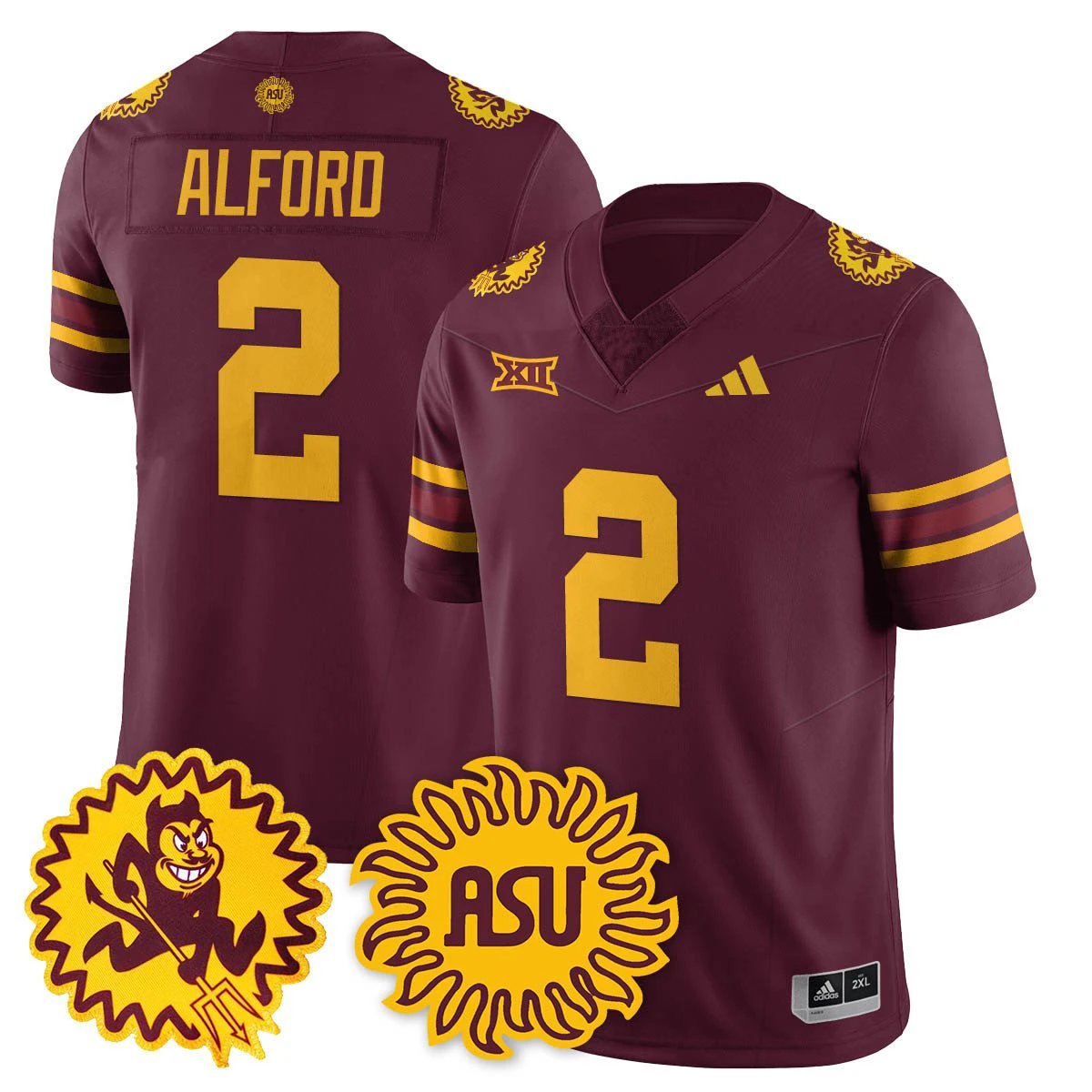 Xavion Alford Jersey #2 Arizona State Sun Devils 1975 Throwback Stitched by My Store NCAA Football Jerseys