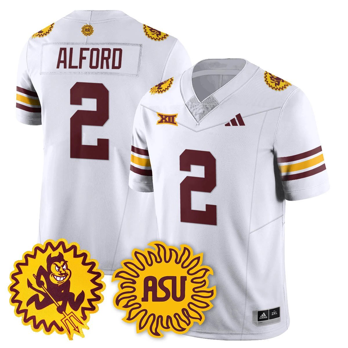 Xavion Alford Jersey #2 Arizona State Sun Devils 1975 Throwback Stitched by My Store NCAA Football Jerseys
