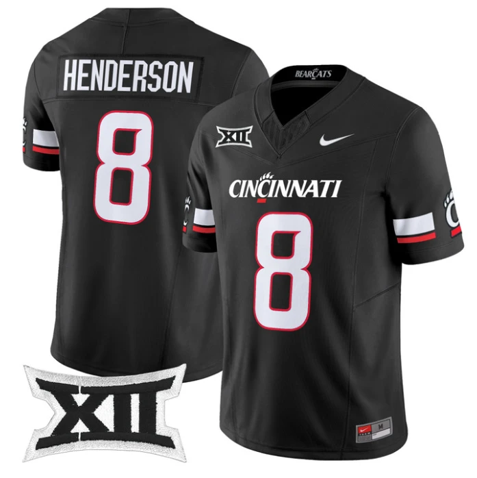 Xzavier Henderson Jersey #8 Cincinnati Bearcats 2025 Limited Stitched Black by NCAA Football Jersey