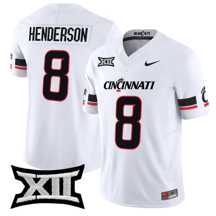 Xzavier Henderson Jersey #8 Cincinnati Bearcats 2025 Limited Stitched White by NCAA Football Jersey