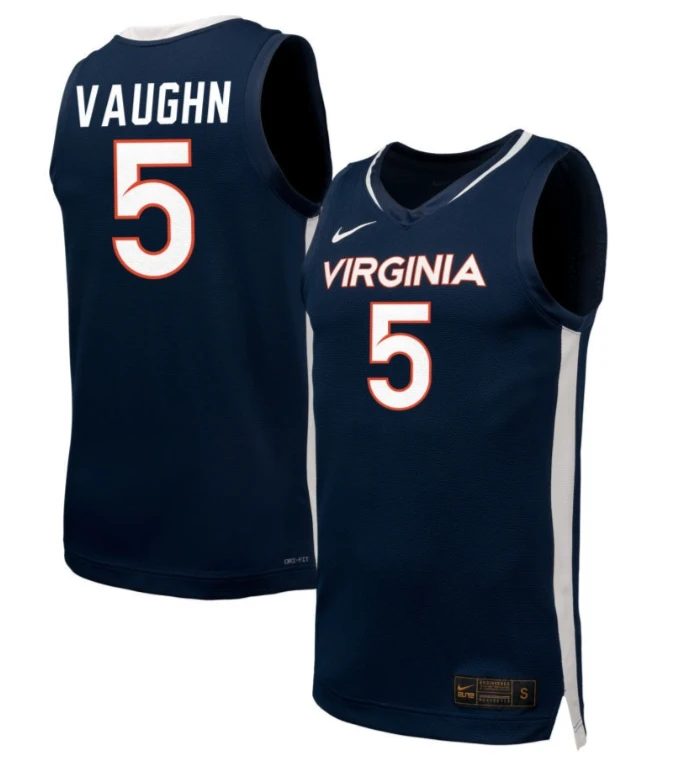 Yonta Vaughn Jersey #5 Virginia Cavaliers Unisex NIL Basketball Navy by My store basketball