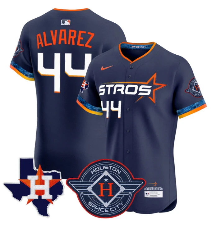 Yordan Álvarez Jersey #44 Houston Astros 2025 City Connect Texas Patch Premier Elite Stitched Navy by My Store