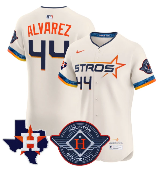 Yordan Álvarez Jersey #44 Houston Astros 2025 City Connect Texas Patch Premier Elite Stitched Cream by My Store