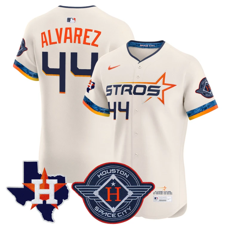 Yordan Álvarez Jersey #44 Houston Astros 2025 City Connect Texas Patch Premier Elite Stitched Cream by My Store