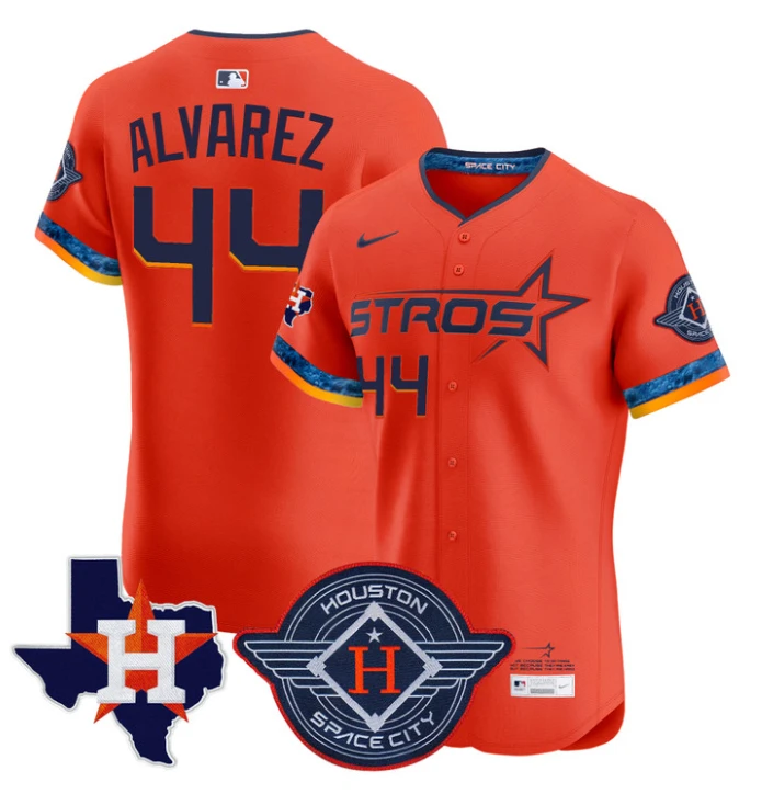 Yordan Álvarez Jersey #44 Houston Astros 2025 City Connect Texas Patch Premier Elite Stitched Orange by My Store