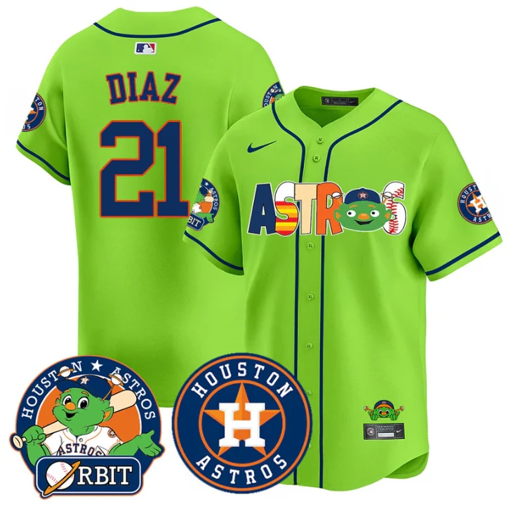 Yainer Diaz Jersey #21 Houston Astros Orbit Vapor Premier Limited Stitched Green by My Store
