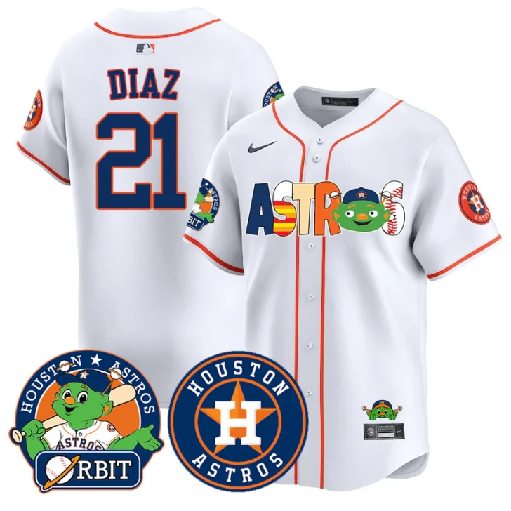 Yainer Diaz Jersey #21 Houston Astros Orbit Vapor Premier Limited Stitched White by My Store
