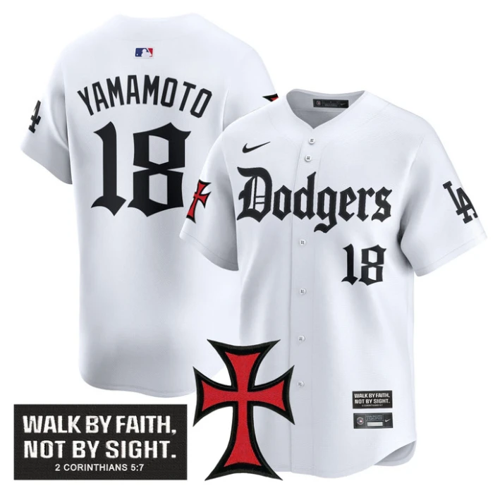 Yamamoto Jersey #18 Dodgers Faith Glory Edition Vapor Premier Limited Stitched White by My Store