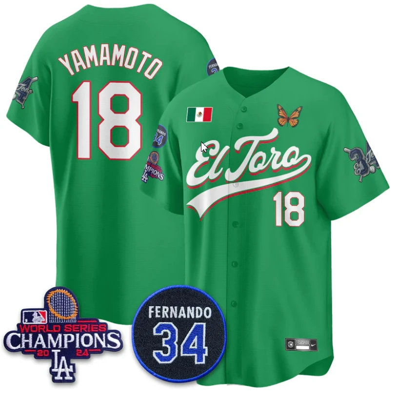Yamamoto Jersey #18 Dodgers Mexican El Toro For 34 Stitched Green by My Store