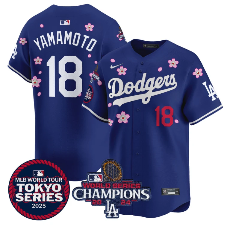 Yamamoto Jersey #18 Dodgers Tokyo Series 2025 World Series Champions Patch Royal by My Store