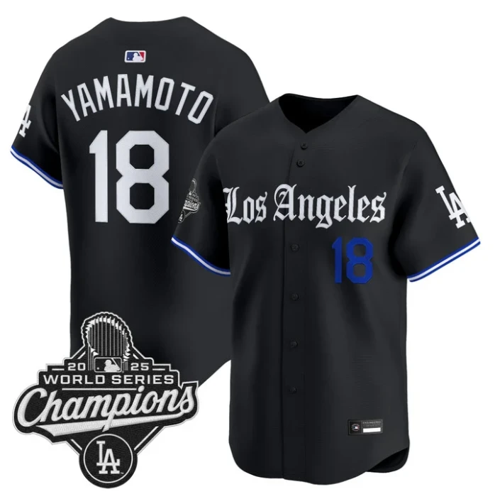 Yamamoto Jersey #18 Los Angeles Dodgers Gothic Edition Premier Stitched by My Store