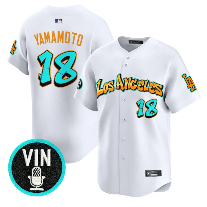 Yamamoto Jersey #18 Los Angeles Dodgers Graffiti Street Style Stitched White by My Store