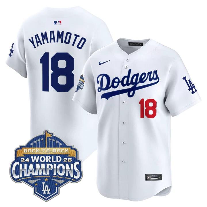 Yamamoto Jersey #18 Dodgers 2025 Back-To-Back Champions Stitched by My Store