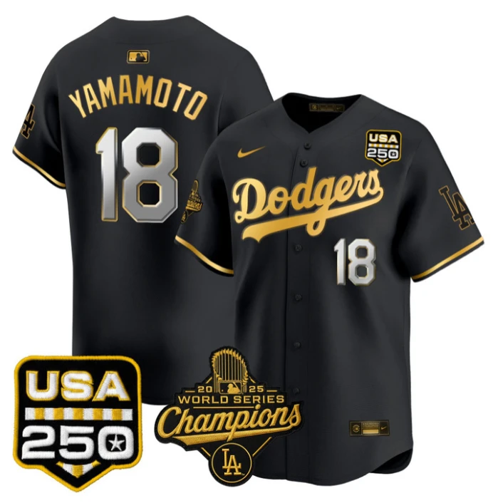 Yamamoto Jersey #18 Dodgers 2025 World Series Champions 250 USA Stitched by My Store