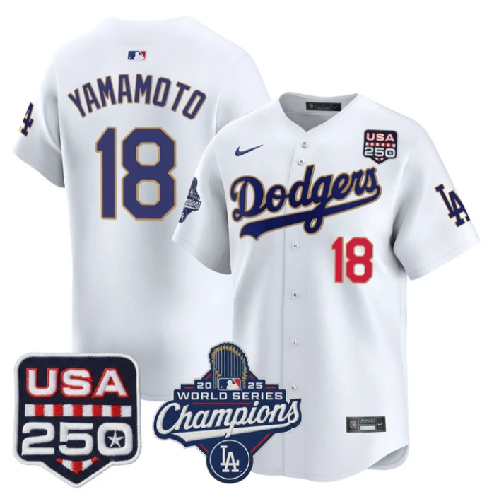 Yamamoto Jersey #18 Dodgers 2025 World Series Champions 250 USA Stitched by My Store
