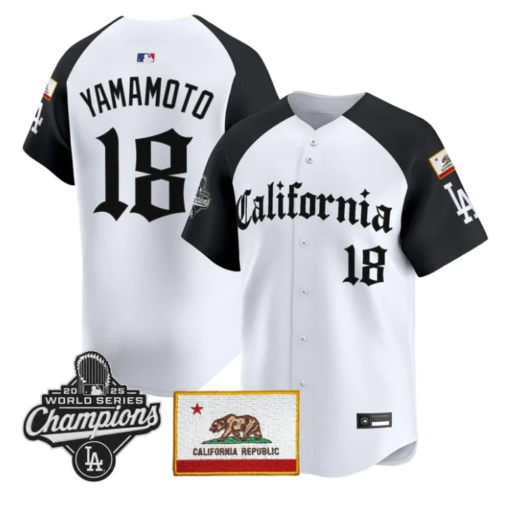 Yamamoto Jersey #18 Dodgers California Gothic Edition Stitched by My Store