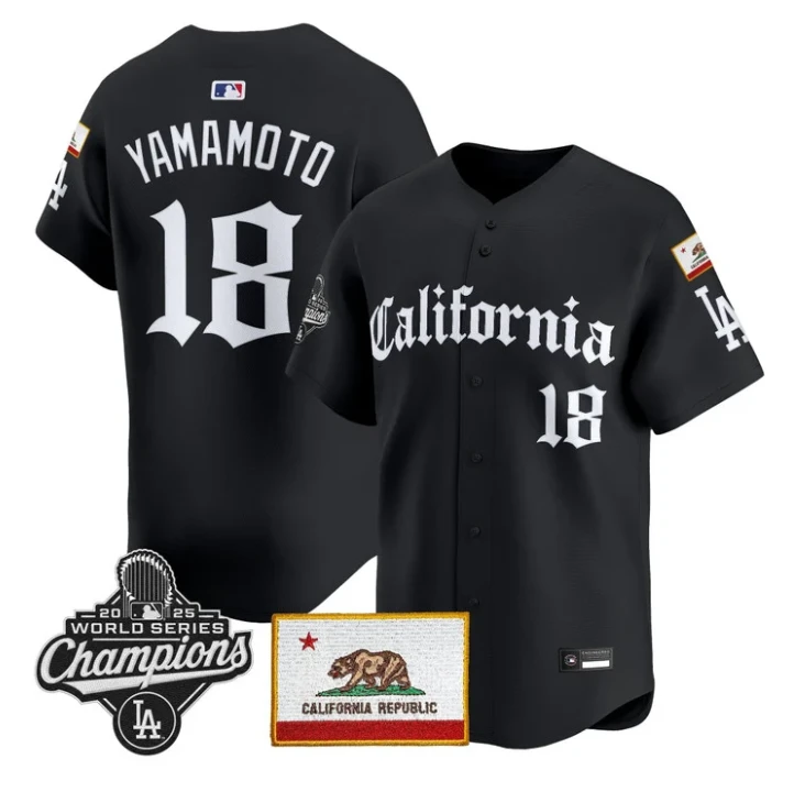 Yamamoto Jersey #18 Dodgers California Gothic Edition Stitched by My Store
