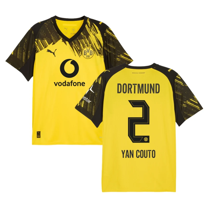 Yan Couto #2 Borussia Dortmund 2025-26 Home Men Jersey – Yellow by Soccer Jersey