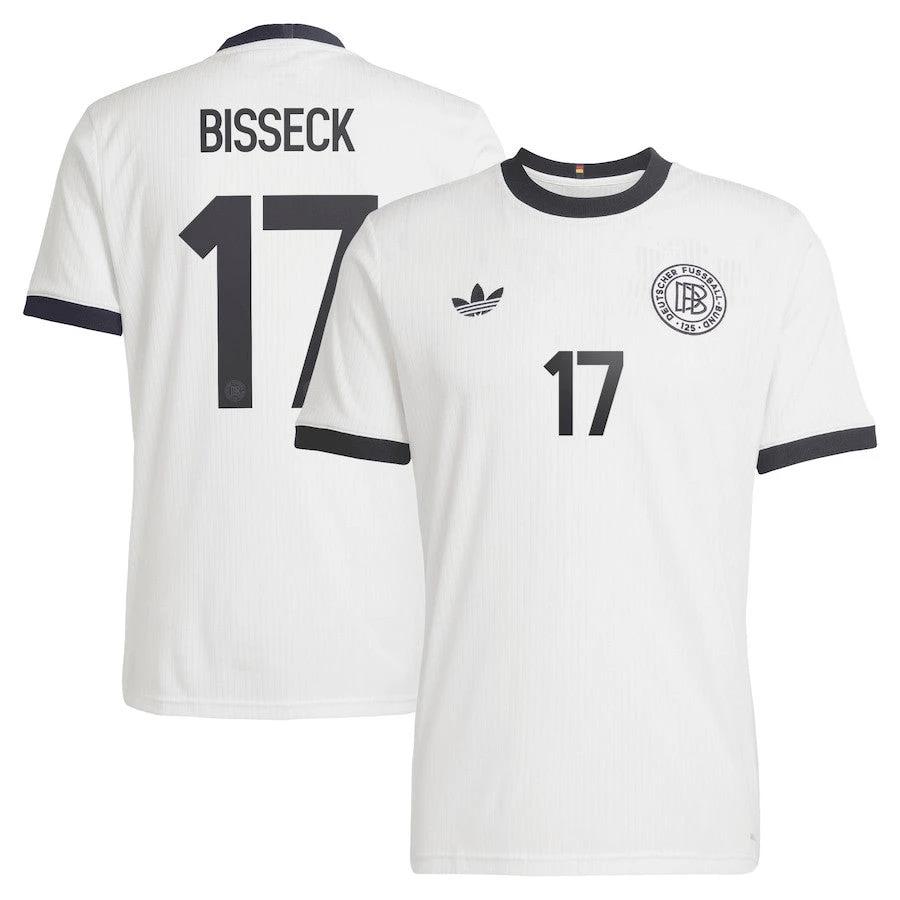 Yann Aurel Bisseck 17 Germany National Team 125th Anniversary Men Jersey – White by Soccer Jersey