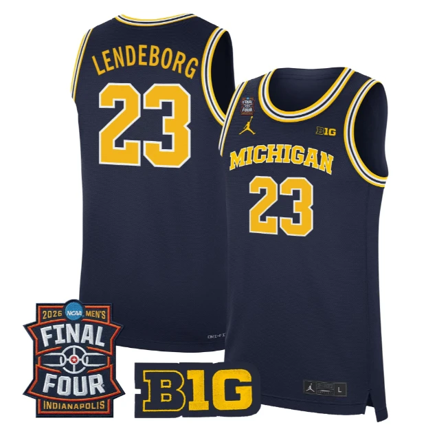 Yaxel Lendeborg Jersey #23 Michigan Wolverines 2026 Final Four Stitched Navy by My store basketball
