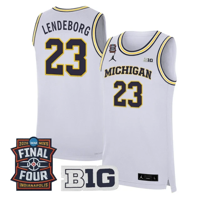 Yaxel Lendeborg Jersey #23 Michigan Wolverines 2026 Final Four Stitched White by My store basketball
