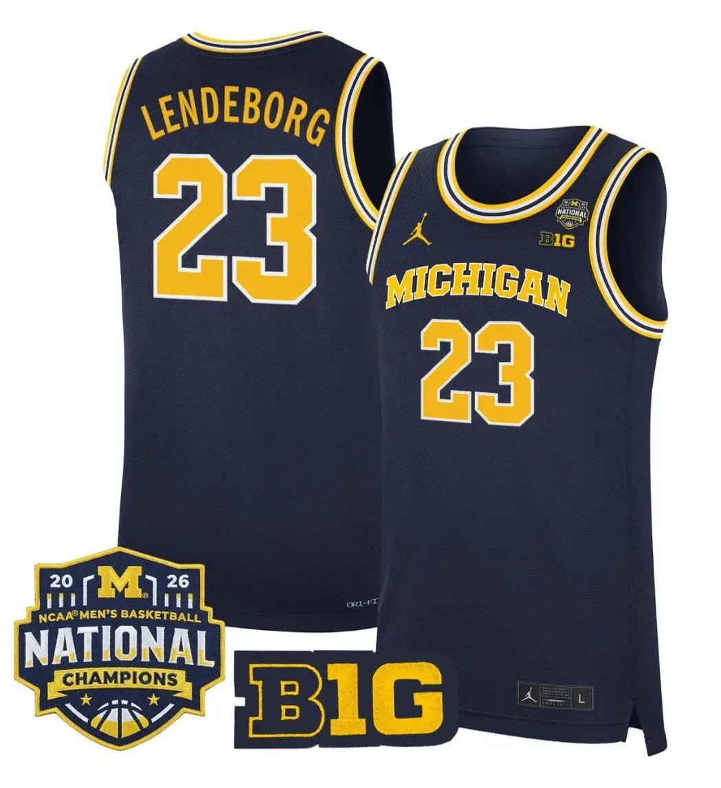 Yaxel Lendeborg Jersey #23 Michigan Wolverines 2026 National Champions Stitched by My store basketball