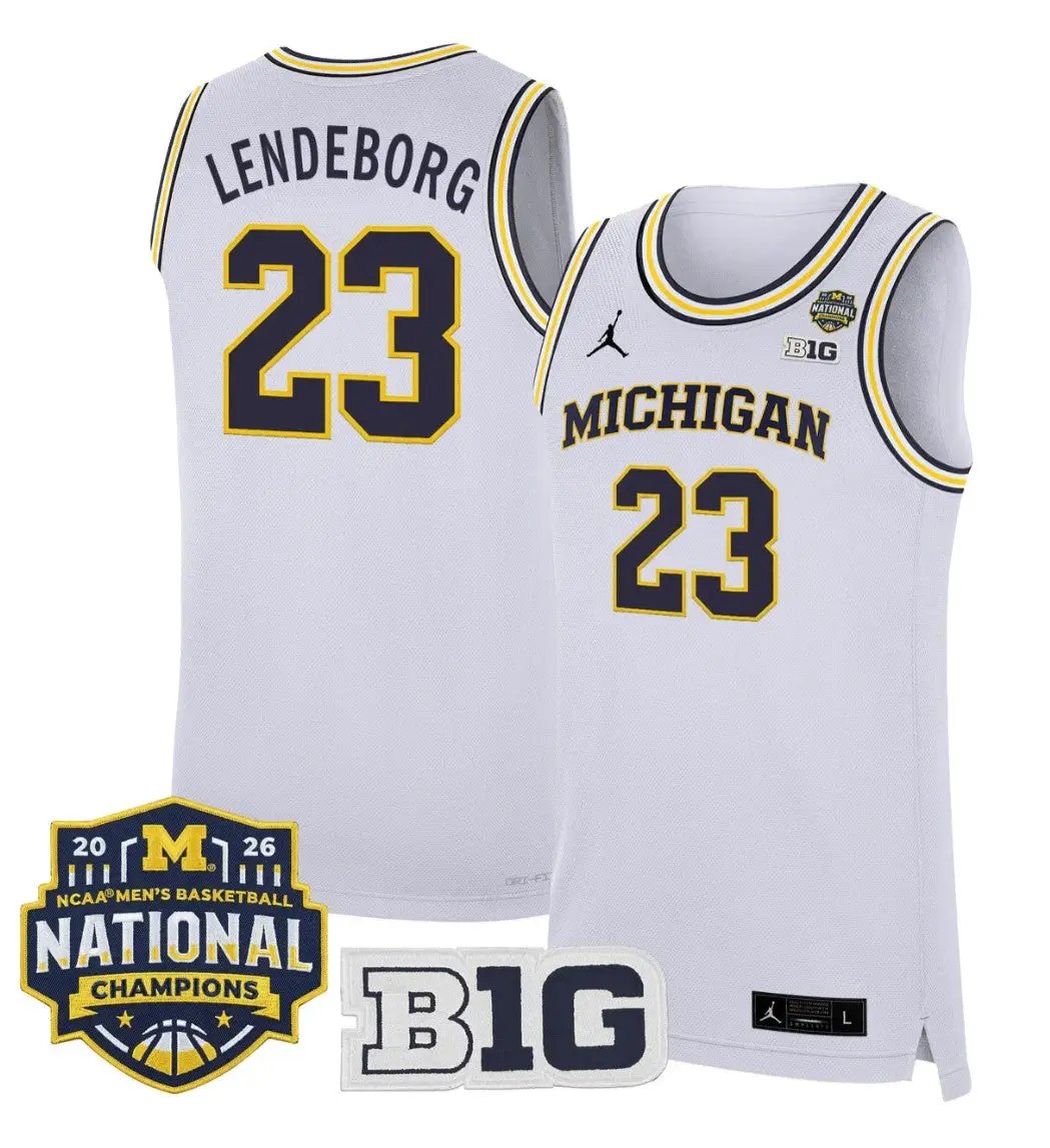 Yaxel Lendeborg Jersey #23 Michigan Wolverines 2026 National Champions Stitched by My store basketball