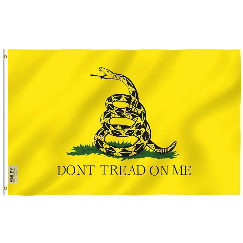 Yellow Don't Tread On Me Gadsden Flag - Tea Party Flag with Brass Grommets 3X5Ft Banner USA by flagsjustdoit