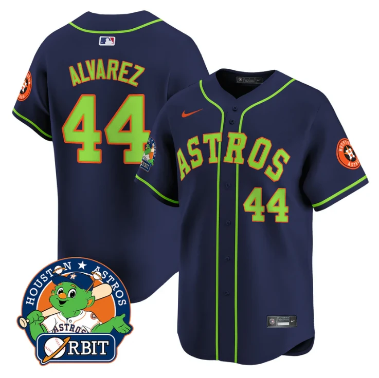 Yordan Álvarez Jersey #44 Astros Orbit Patch Vapor Premier Limited V2 Stitched Navy by My Store