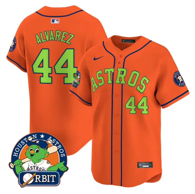 Yordan Álvarez Jersey #44 Astros Orbit Patch Vapor Premier Limited V2 Stitched Orange by My Store