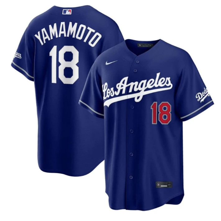 Yoshinobu Yamamoto #18 Dodgers Blue Jersey - All Stitched by My Store