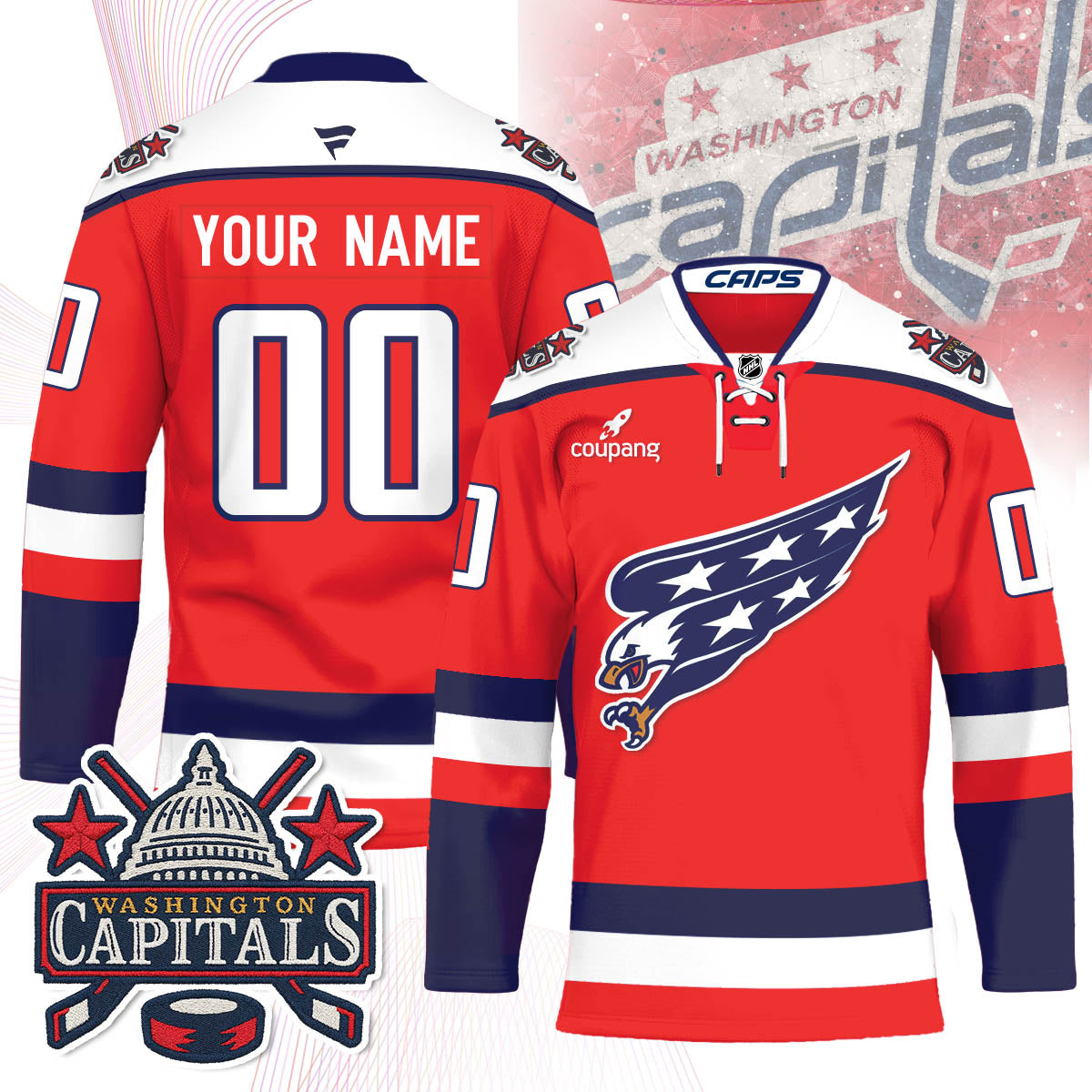 Washington Capitals Screaming Eagle Hockey Custom Jersey - All Stitched by Washington Capitals