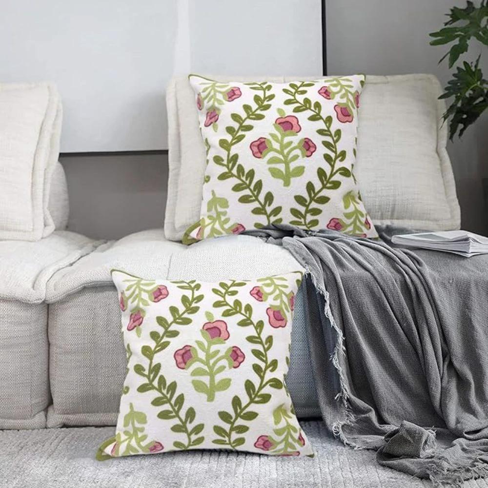 Ethereal Embroidery Floral Cushion Cover by Casa & Beyond