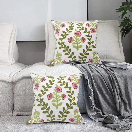 Ethereal Embroidery Floral Cushion Cover by Casa & Beyond