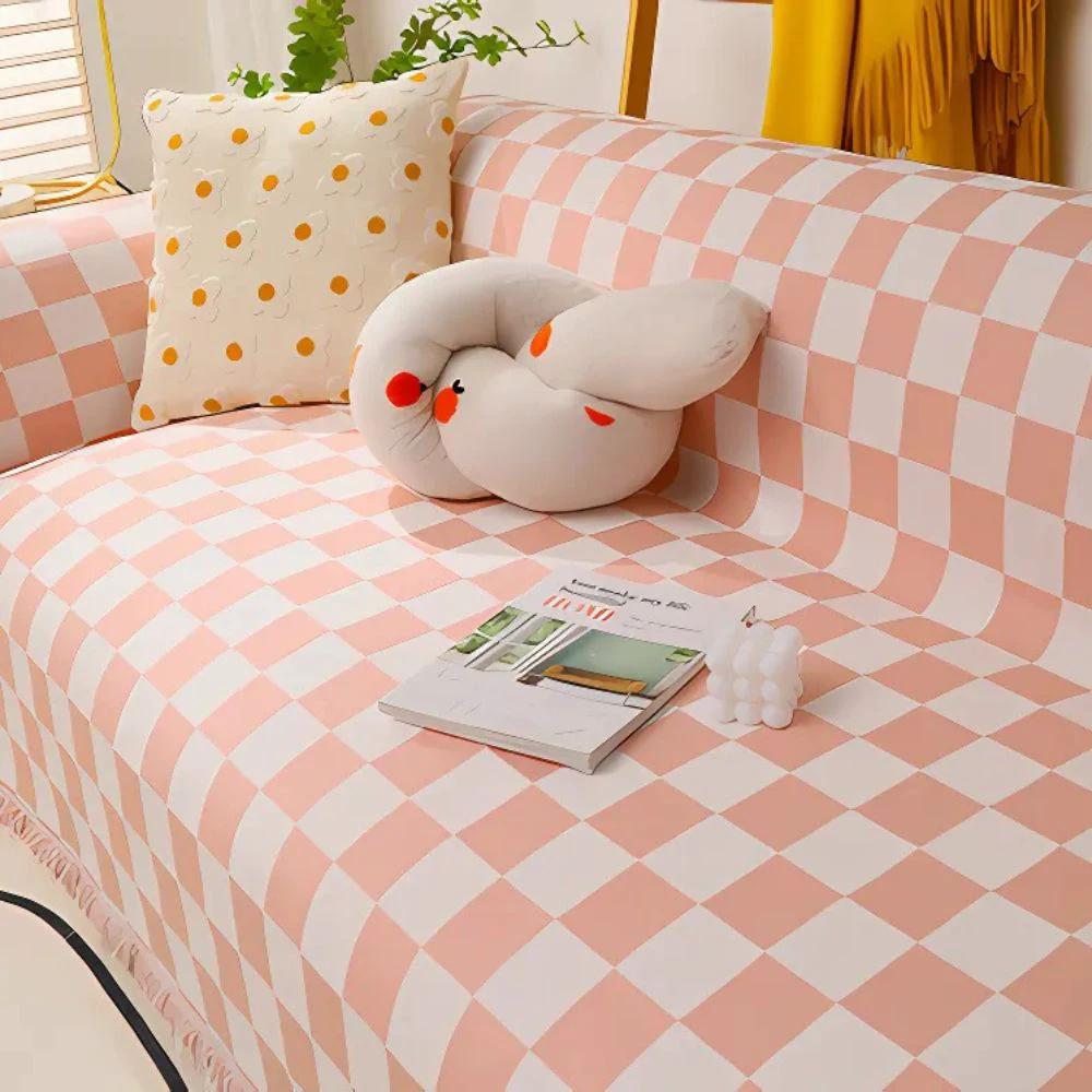 Checkerboard Anti-Scratch Sofa Cover by Casa & Beyond