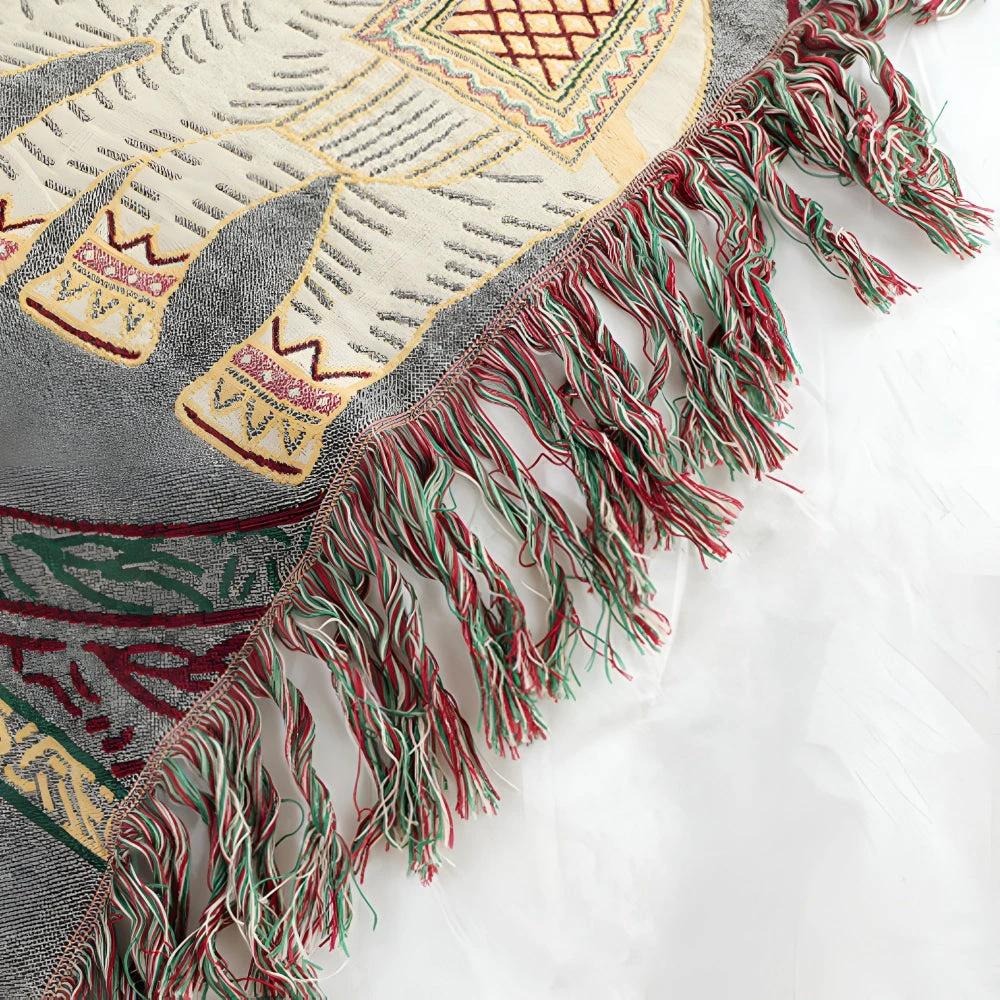 Bohemian Elephant Print Tassel Blanket by Casa & Beyond