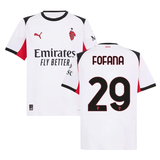 Youssouf Fofana 29 AC Milan 2025-26 Away Men Jersey – White by Soccer Jersey