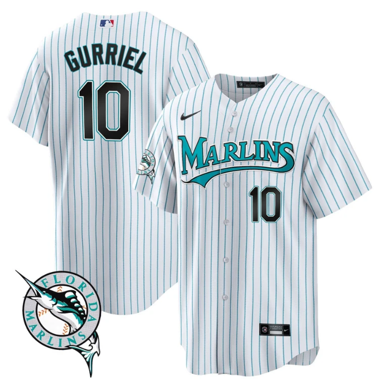 Yuli Gurriel Jersey #10 Miami Marlins Throwback Cool Base All Stitched by My Store